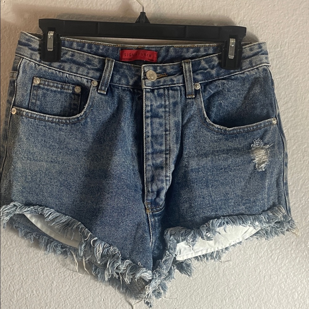 Blue Denim Distressed Women Shorts
